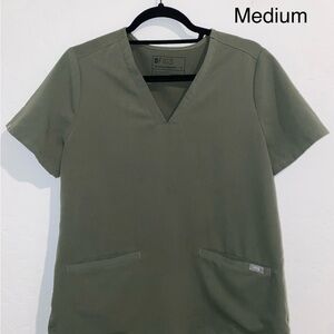 Figs V-Neck Olive Scrub Top - Medium